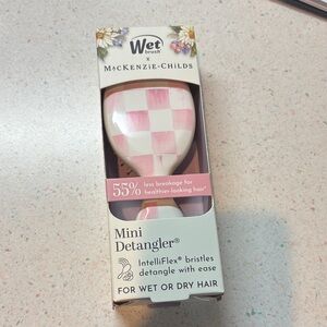 MacKenzie-Childs target Pink and white Checkered Mini Detangler Brush